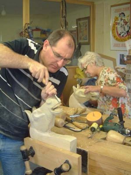 carvers on the rocking horse carving course