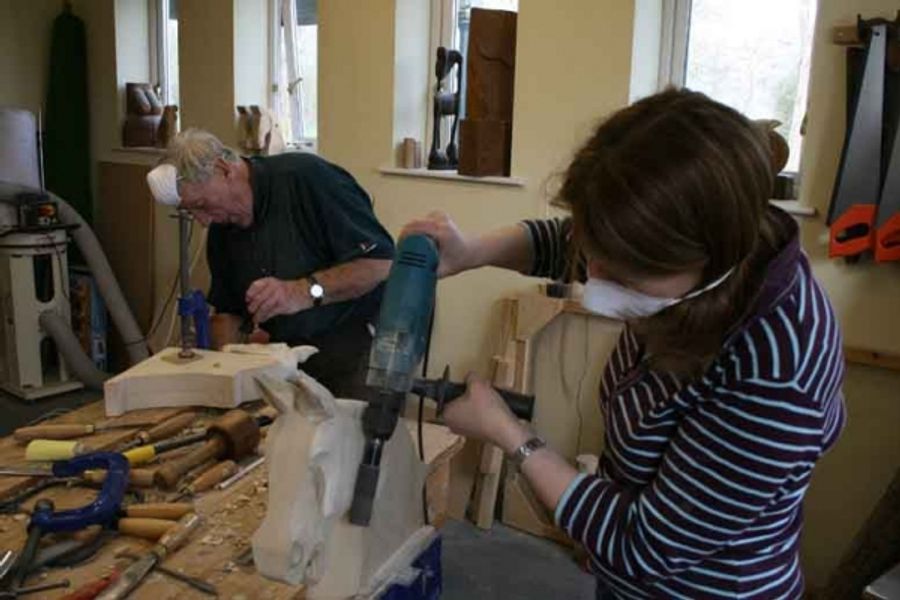 Rocking horse carving in action