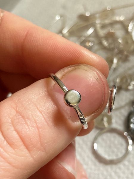 Sterling silver stacking ring with recycled silver disc