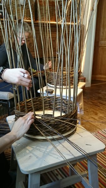 The process of weaving.