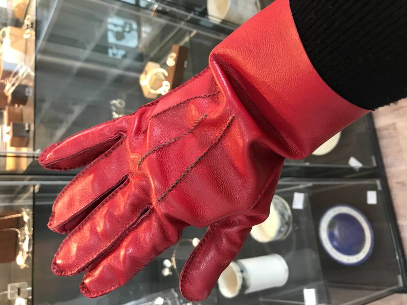 Hand made red gloves
