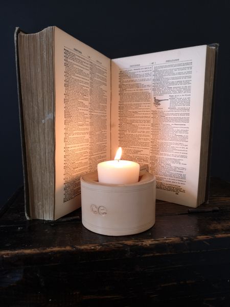 Natural leather and reclaimed wood Cannwyll Candle Holder (small)