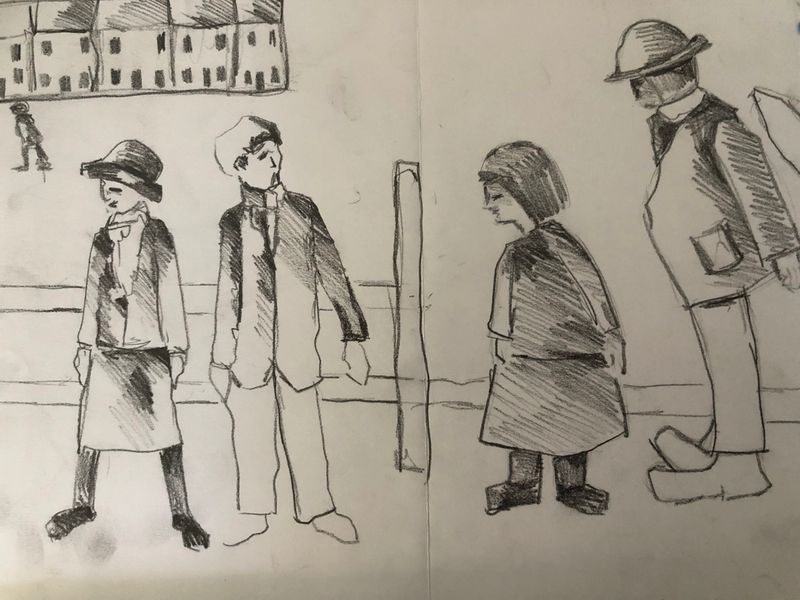 Pencil study of Lowry's figures