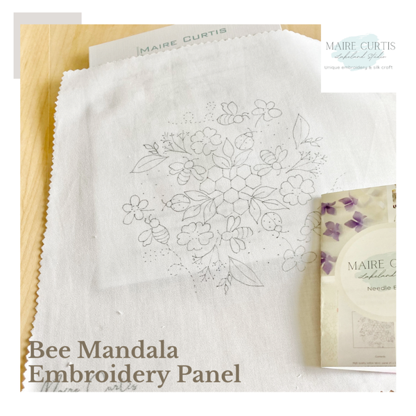 Bee mandala embroidery kit from Maire Curtis Lakeland Studio