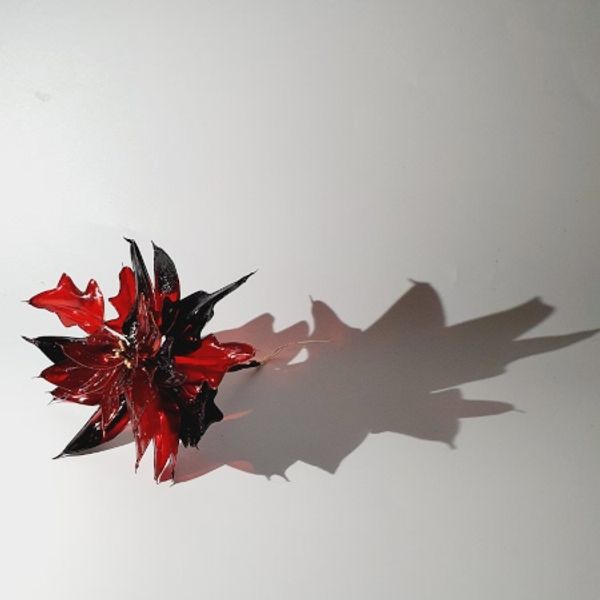 The Poinsettia Kit is available to purchase - examples of flowers made with translucent resin.