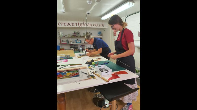 Students taking part in our 2-day stained glass course.