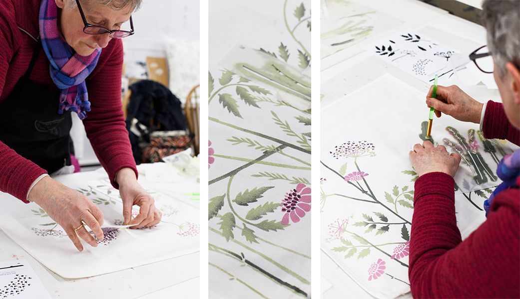 Cow parsley & wild scabious patterns being created.