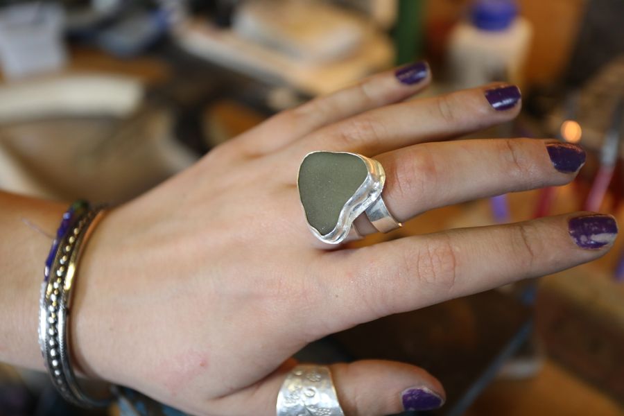 Sea glass bezel set Ring