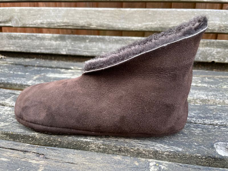 Another view of the slipper with the cuff turned up.