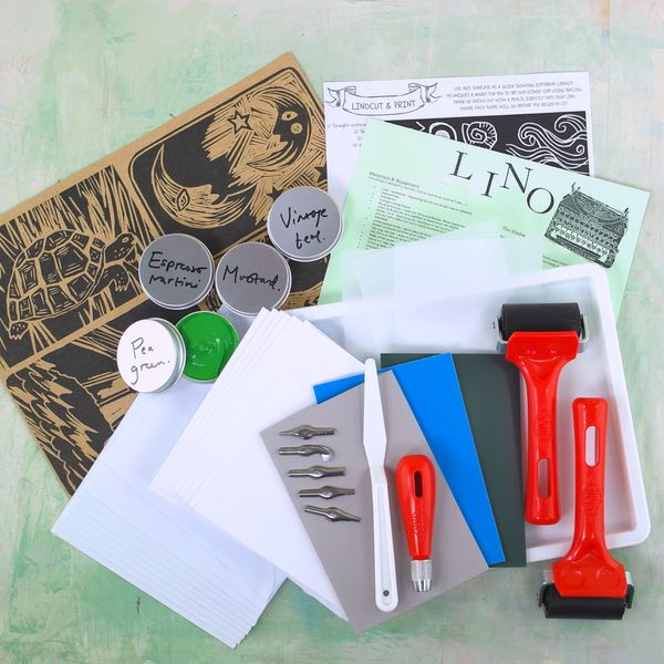 items included in clever hands lino printing premium kit