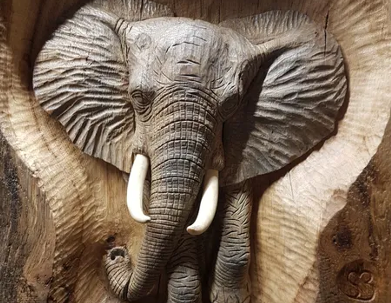 Elephant wood carving