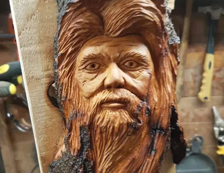 Greenman wood carving