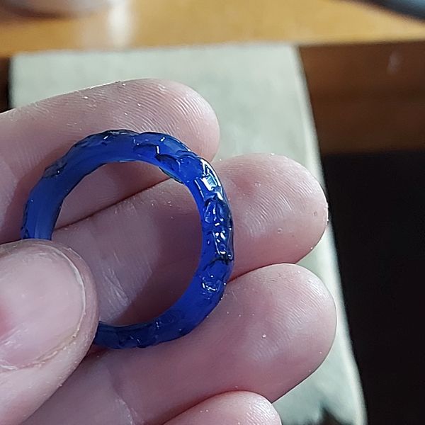 Carved wax ring ready for casting into silver
