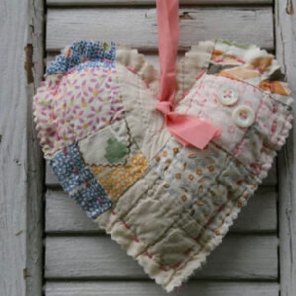 Scrap fabric hearts example from Rhapsody Red Designs