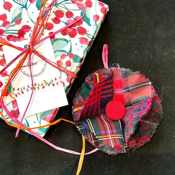 Christmas gift wrap option for tartan layered handmade brooch   