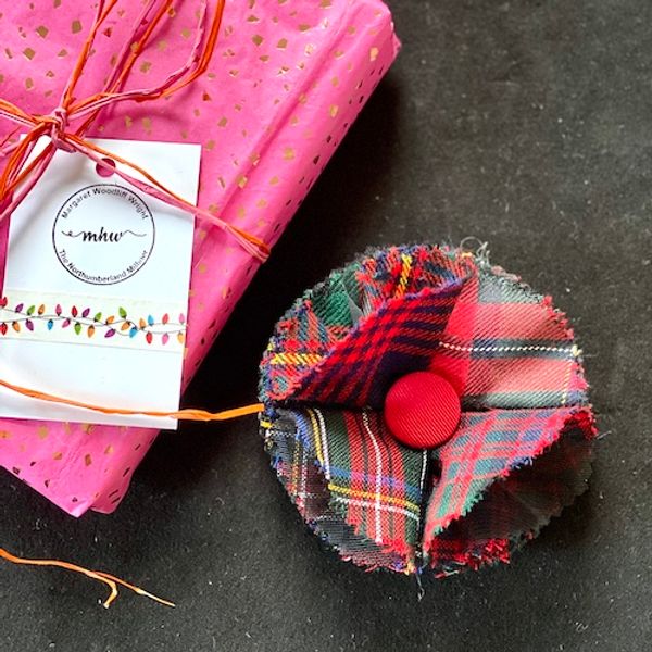 Gift wrap option for tartan layered handmade brooch   