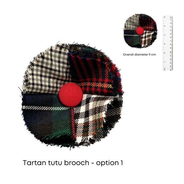 Tartan layered handmade brooch  - option 1 - dimensions