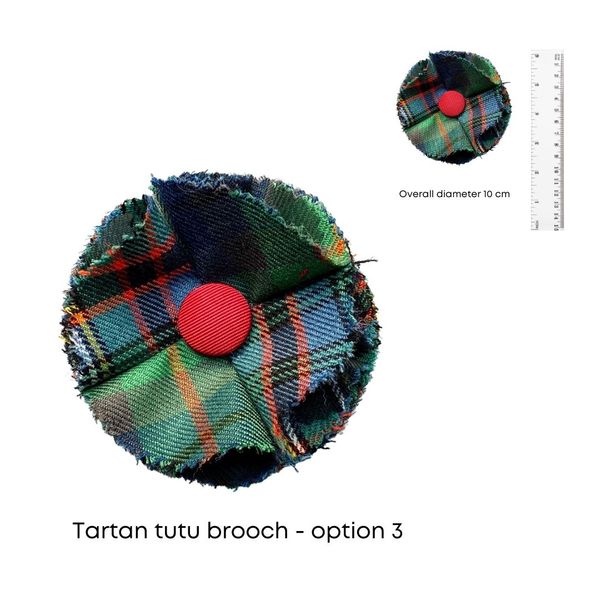 Tartan layered handmade brooch  - option 3 - dimensions