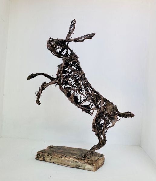 Boxing hare sculpture