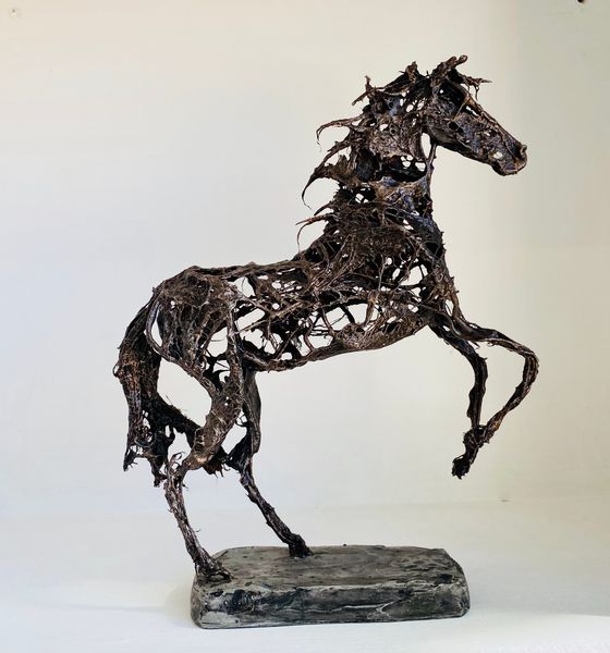 Rearing horse sculpture