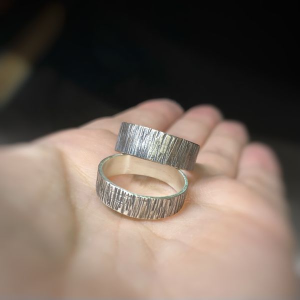 Textured silver rings