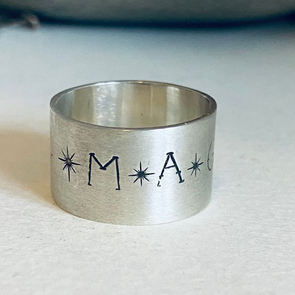 Sample stamped sterling silver ring