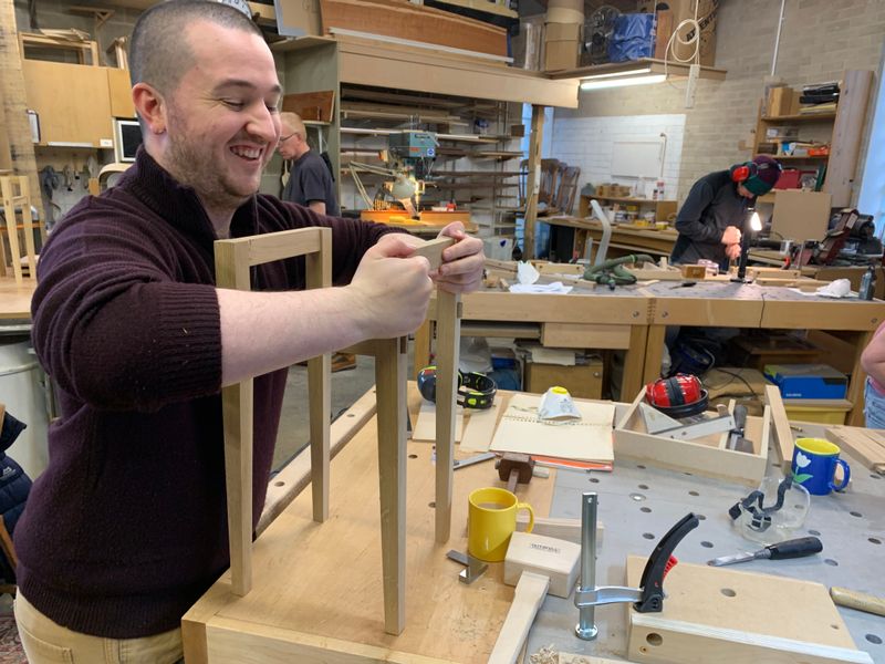 Dry assembly of the table on the second day.