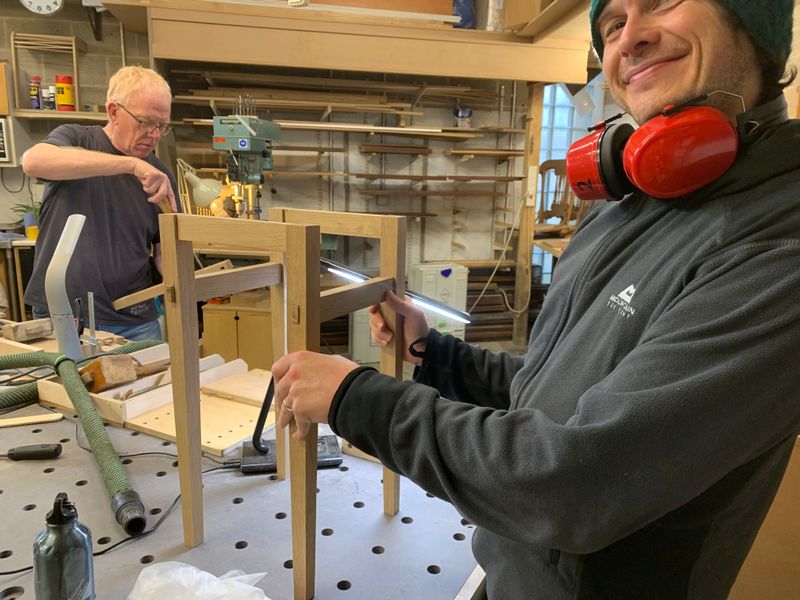 Dry assembly of the table on the second day.