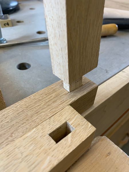When carefully made, your tenons will fit beautifully into the mortises in the legs.