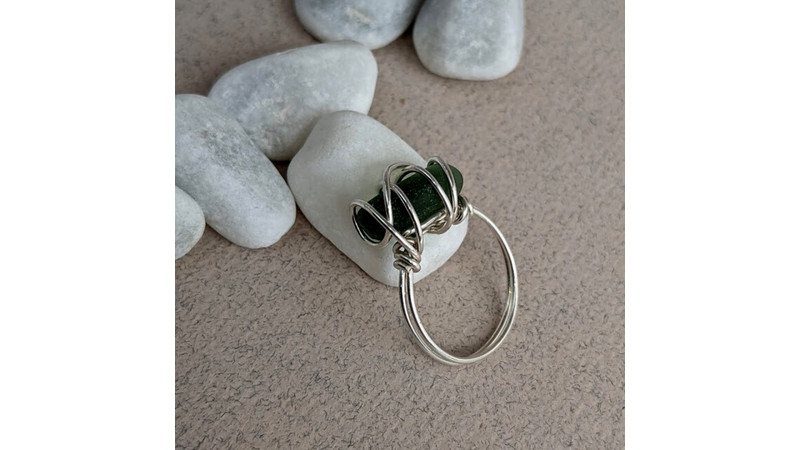 Seaglass wire wrapped ring