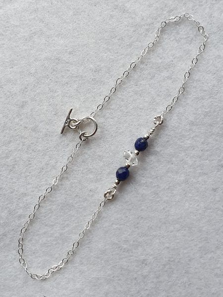 ♥ Completed 925 Hallmarked Herkimer Diamond & Genuine Gemstone Lapis Lazuli Bracelet (Part of Set) ♥