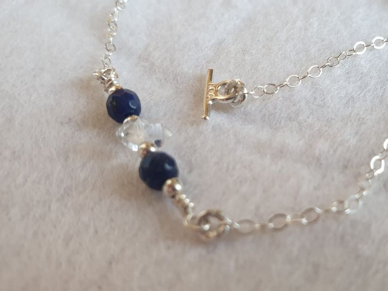 ♥ Lapis Lazuli & Double Terminated 925 Sterling Silver Bracelet (Part of Set) ♥