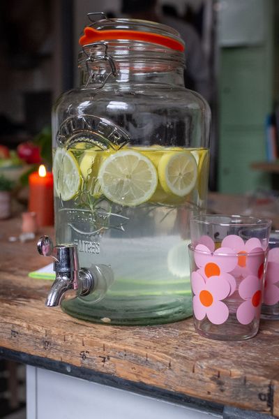 Lemon and rosemary infused water on tap