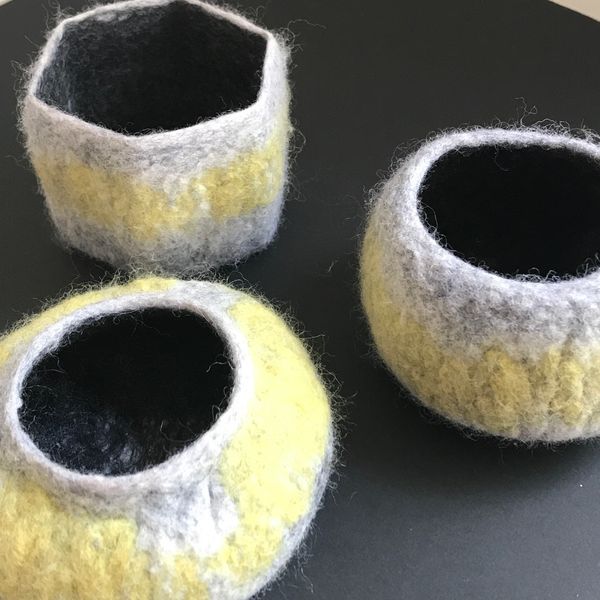 Felted planters for nursery pots up to 8cm across.
