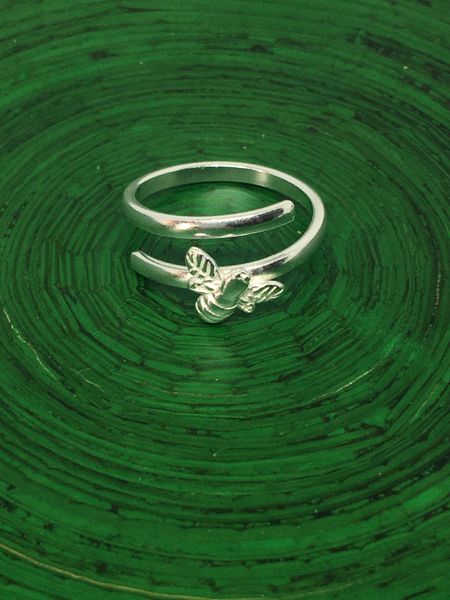 Sterling silver adjustable wrap around bee ring
