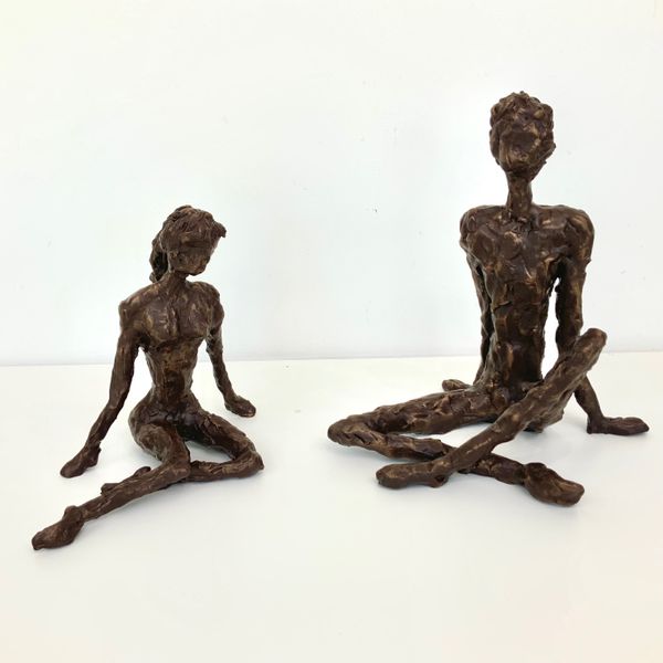 Lady (Small 30cm Kit) and Man (Large 50cm Kit) as made in the instruction video - front view