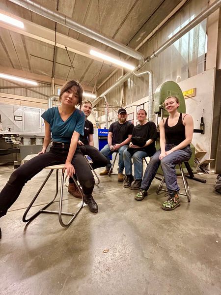 Group completing the studio stool course 