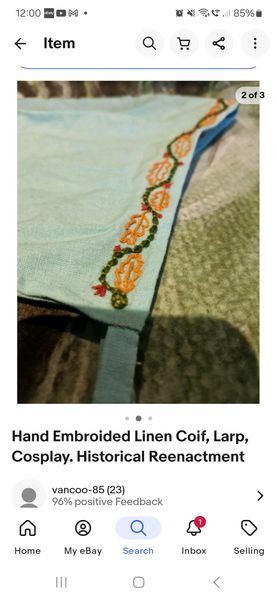 Embroidery on coif