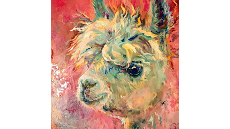 'Party Animal' original Alpaca painting by Sue Gardner