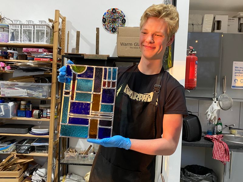 Max and his John Piper inspired leaded window