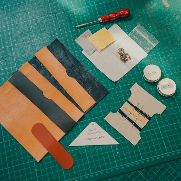 Materials included in the leather notebook kit