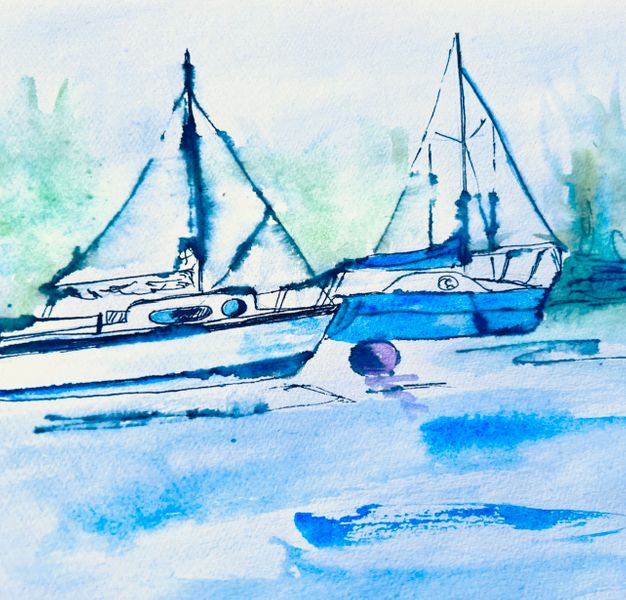 Watercolour boats Rudyard Lake workshop