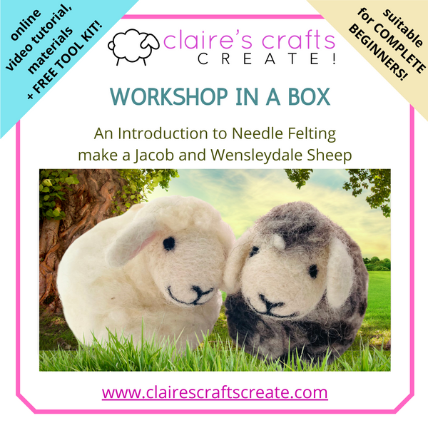 Introduction to Needle Felting make a Jacob and Wensleydale sheep includes all materials, tools and online video tutorials