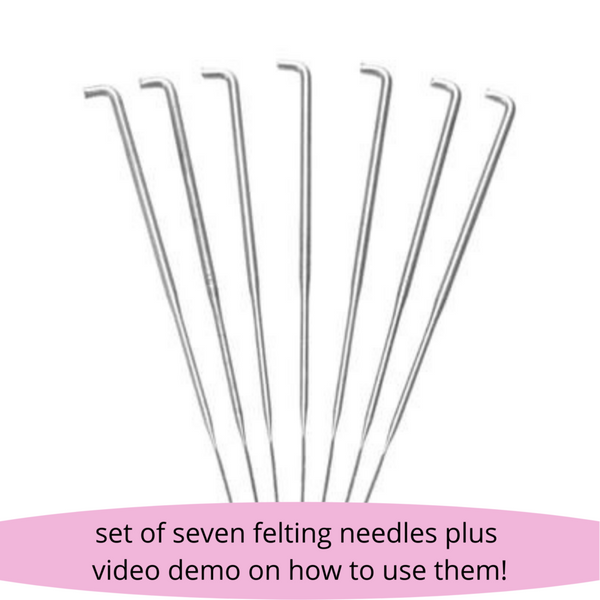 set of seven felting needles with video demo