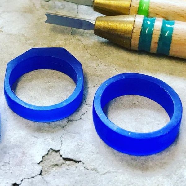 Wax carved rings ready for casting