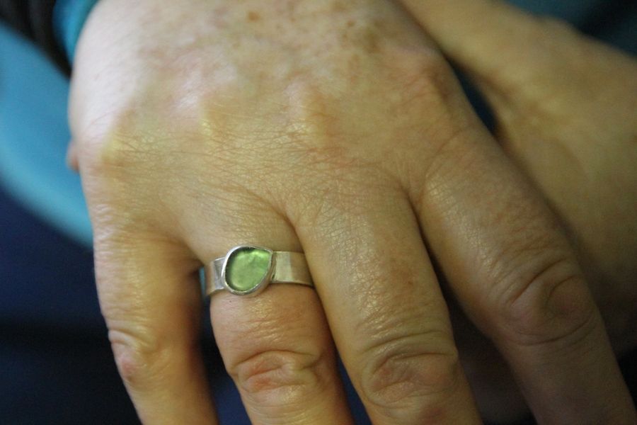 Sea Glass and bezel setting Ring