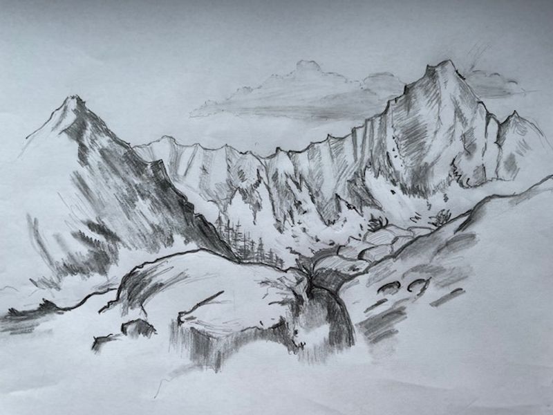 Learn to how to draw mountains at online art course with live tuition