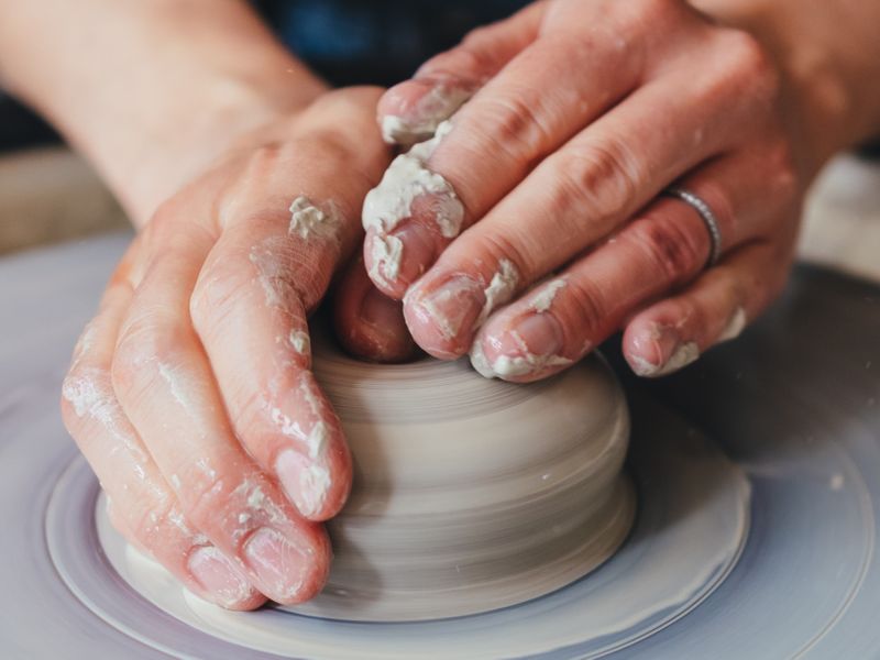 Centering clay on the potter's wheel