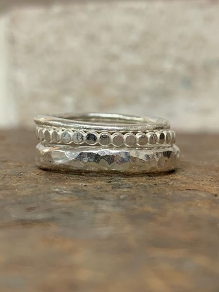 Sterling silver textured stacker rings