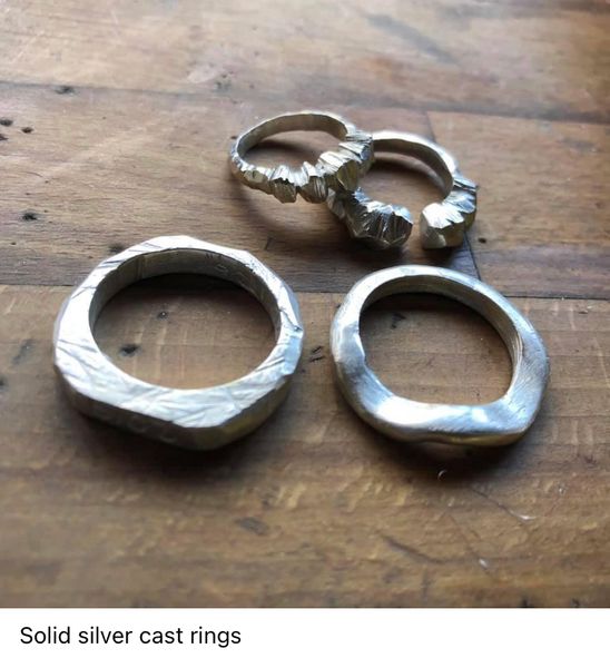 Cast solid silver rings